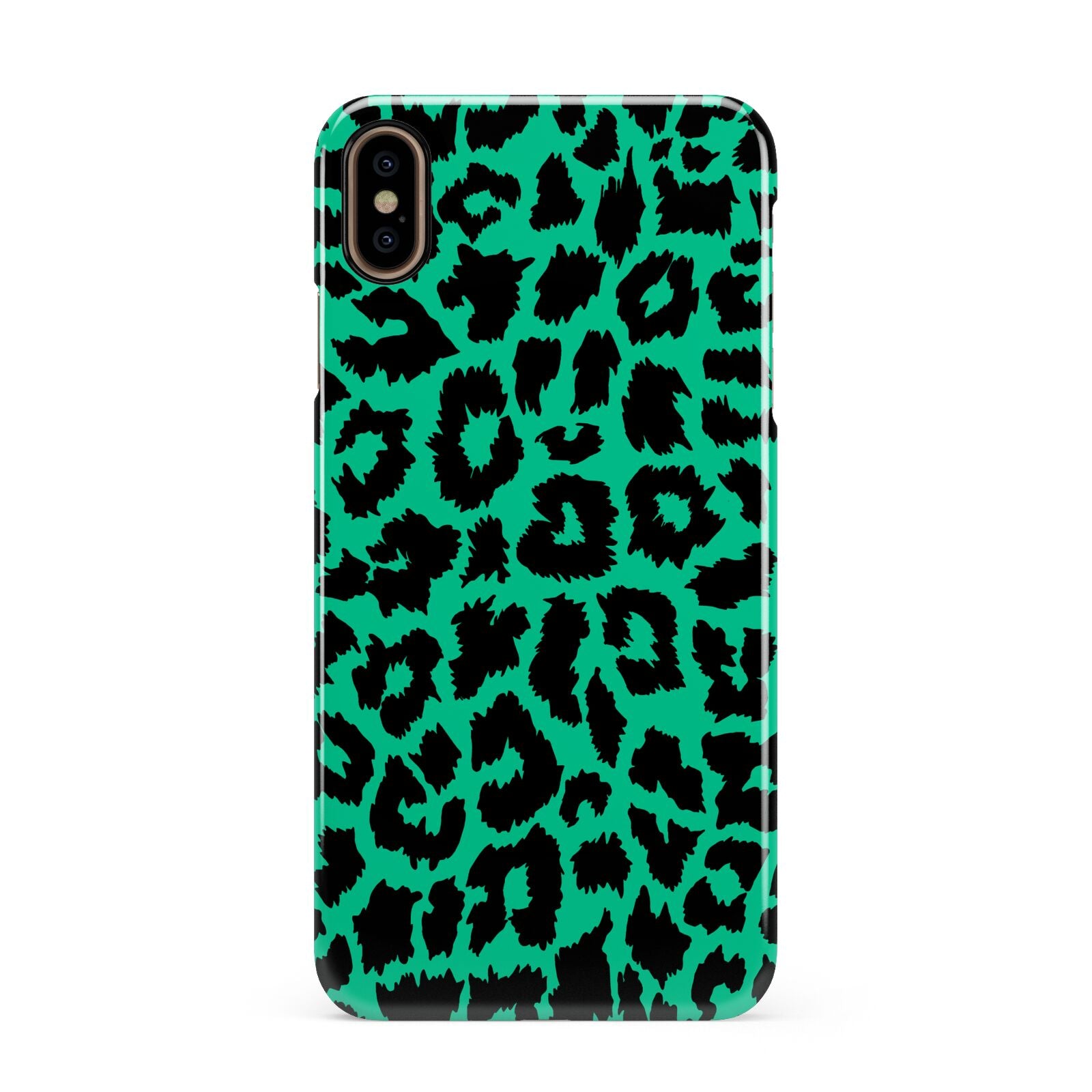 Green Leopard Print Apple iPhone Xs Max 3D Snap Case
