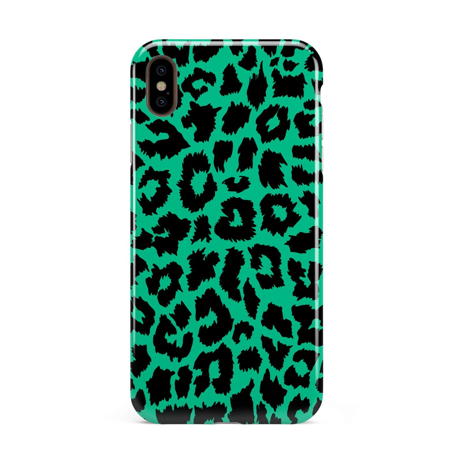 Green Leopard Print Apple iPhone Xs Max 3D Tough Case