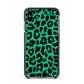 Green Leopard Print Apple iPhone Xs Max Impact Case Black Edge on Black Phone