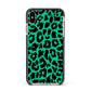 Green Leopard Print Apple iPhone Xs Max Impact Case Black Edge on Gold Phone