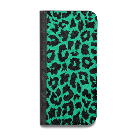 Green Leopard Print Vegan Leather Flip Samsung Case