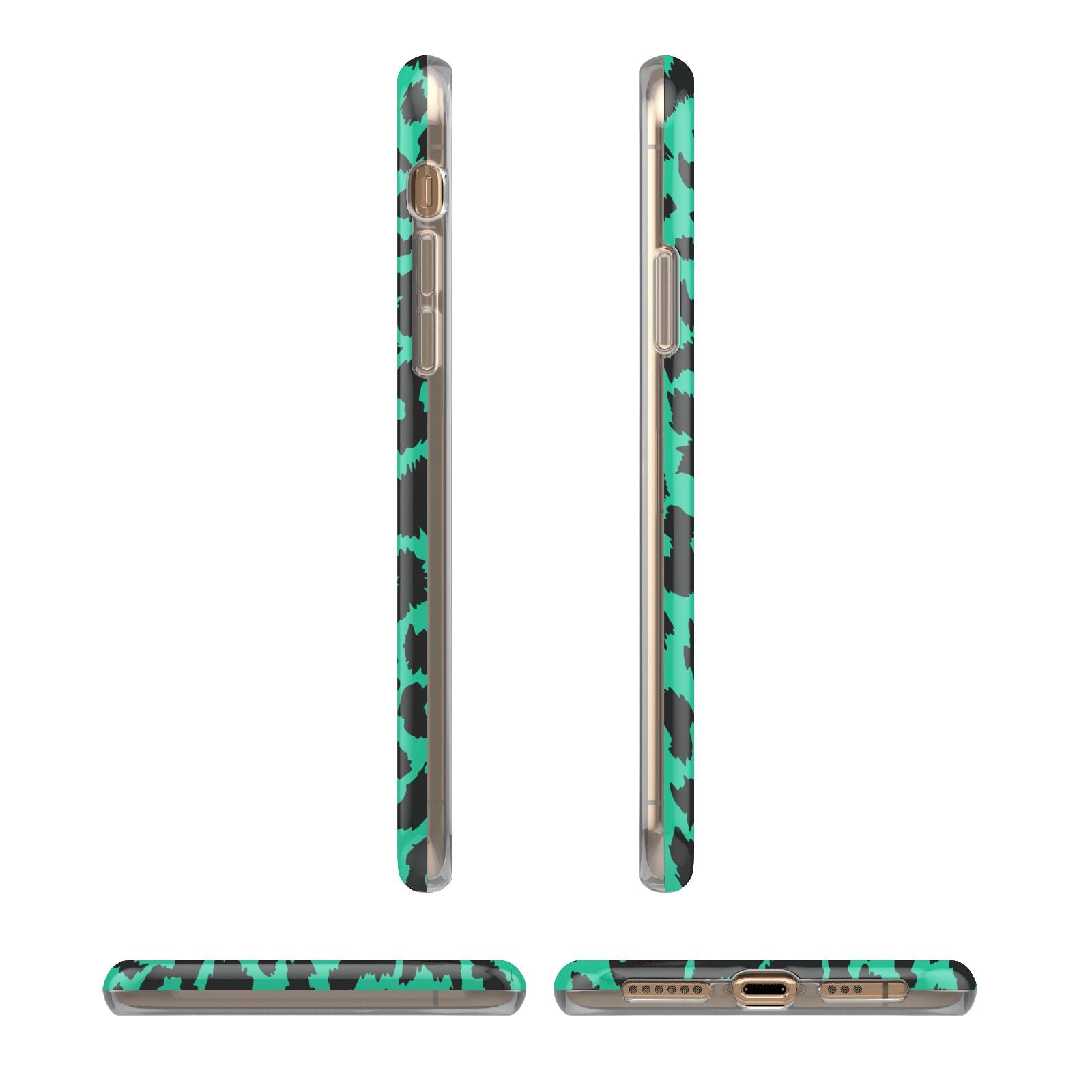 Green Leopard Print iPhone 11 3D Tough Case Angle Images