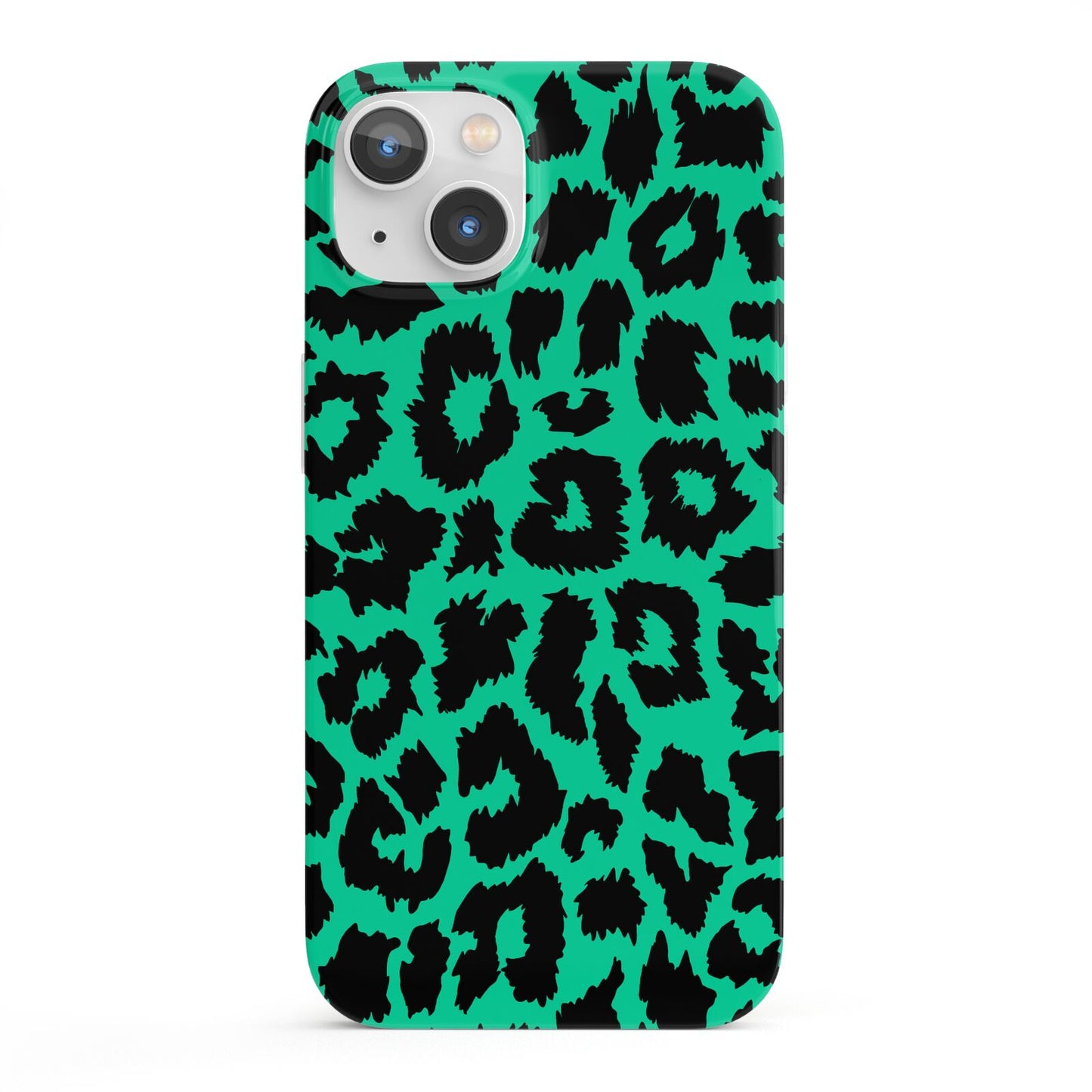 Green Leopard Print iPhone 13 Full Wrap 3D Snap Case