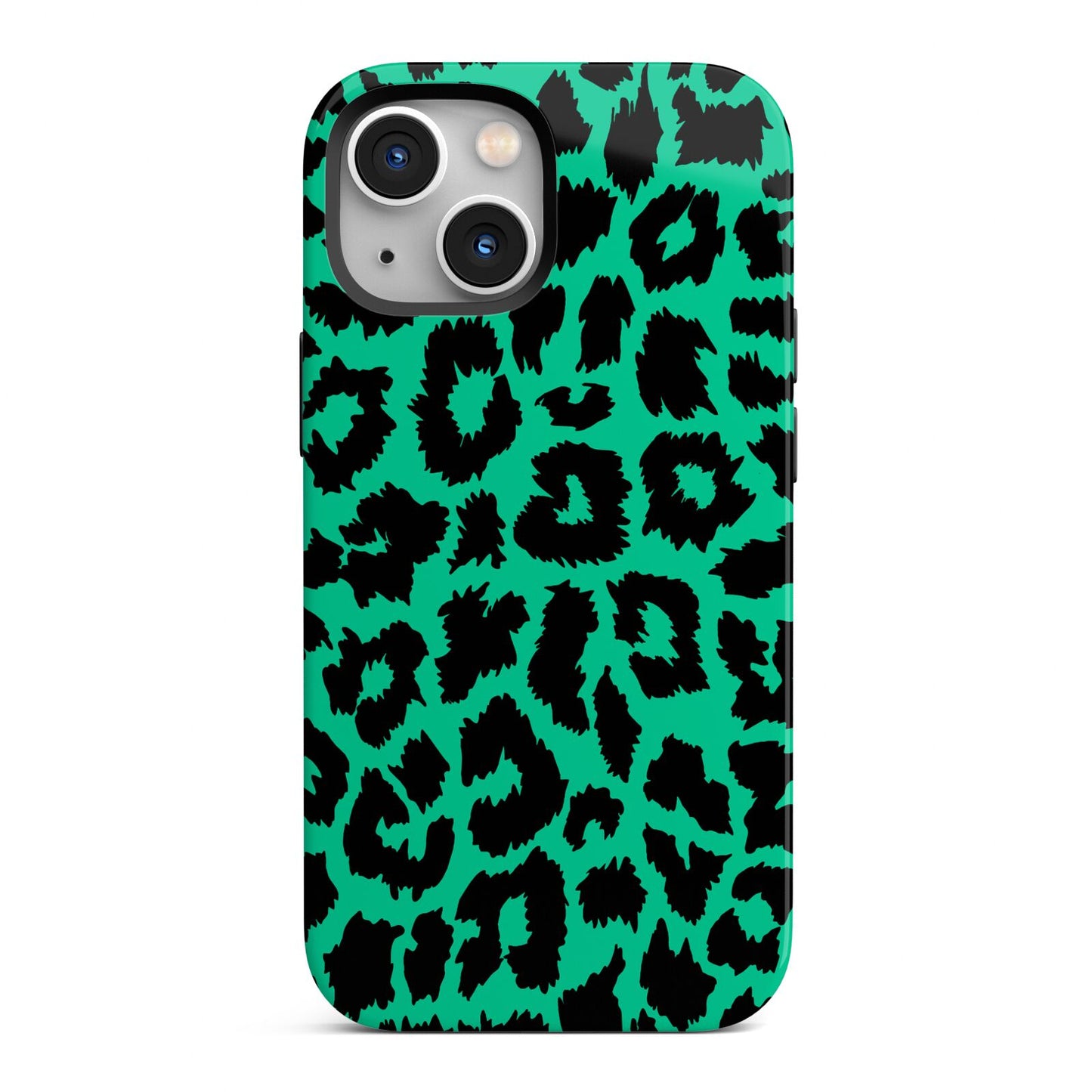 Green Leopard Print iPhone 13 Mini Full Wrap 3D Tough Case
