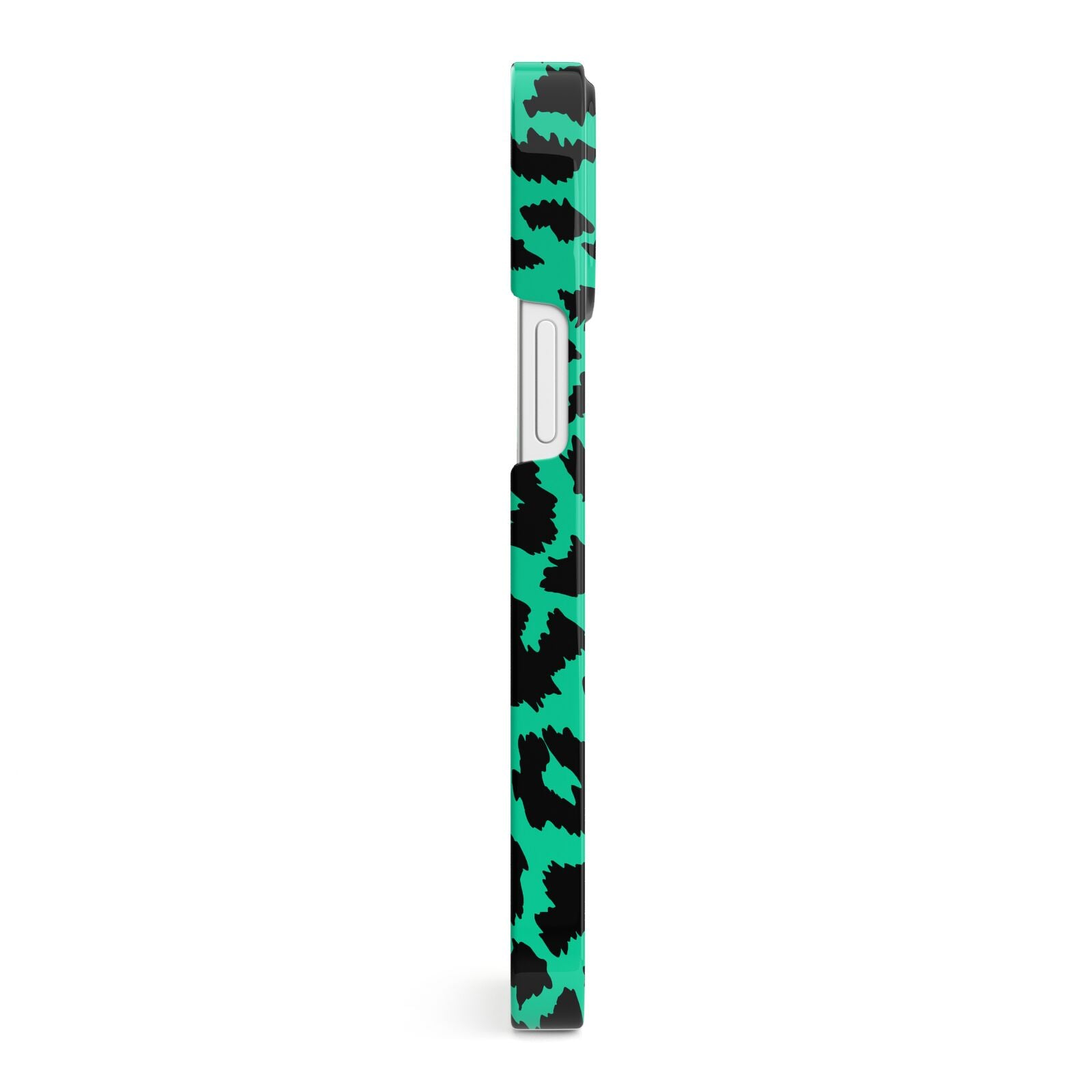 Green Leopard Print iPhone 13 Mini Side Image 3D Snap Case