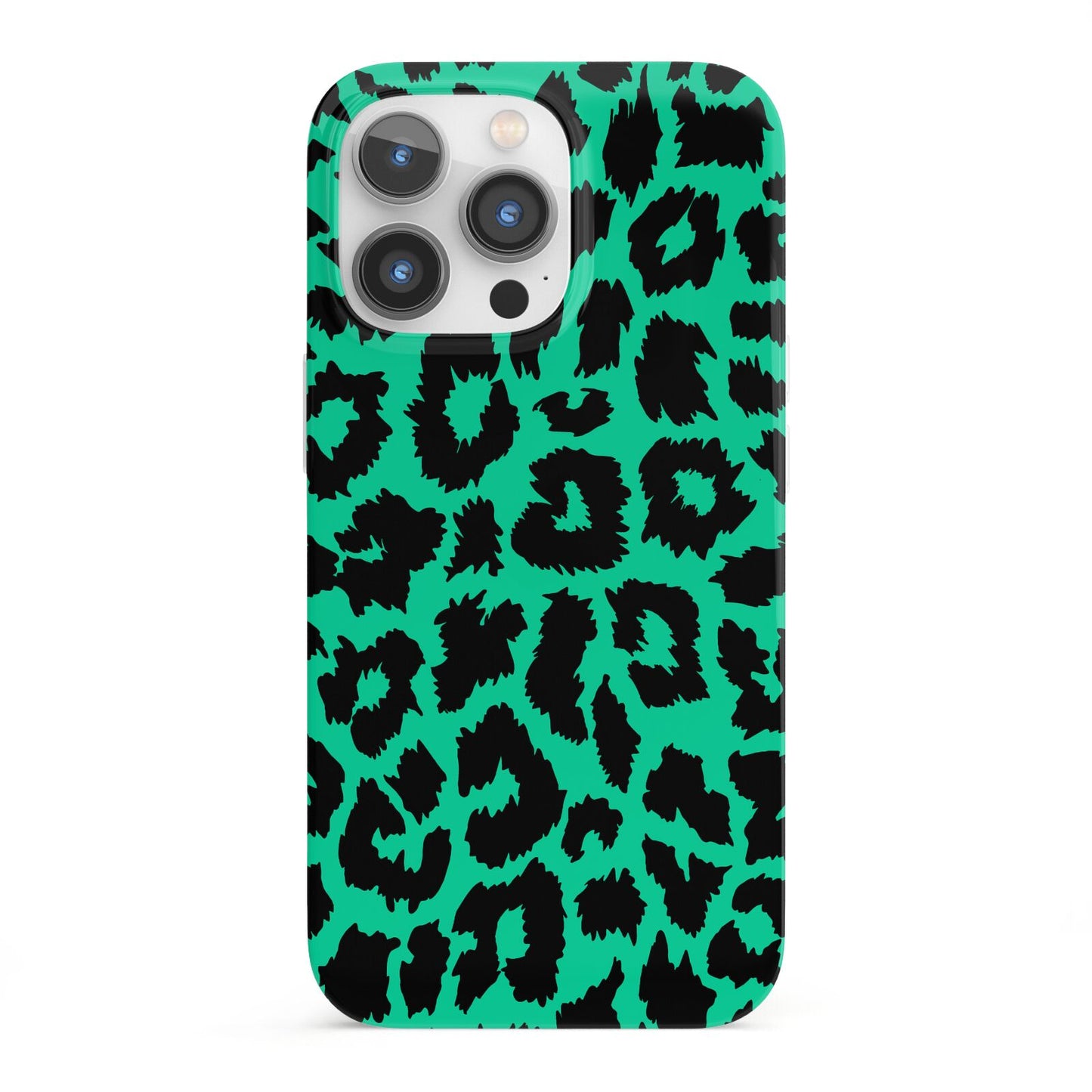 Green Leopard Print iPhone 13 Pro Full Wrap 3D Snap Case