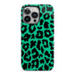 Green Leopard Print iPhone 13 Pro Full Wrap 3D Tough Case