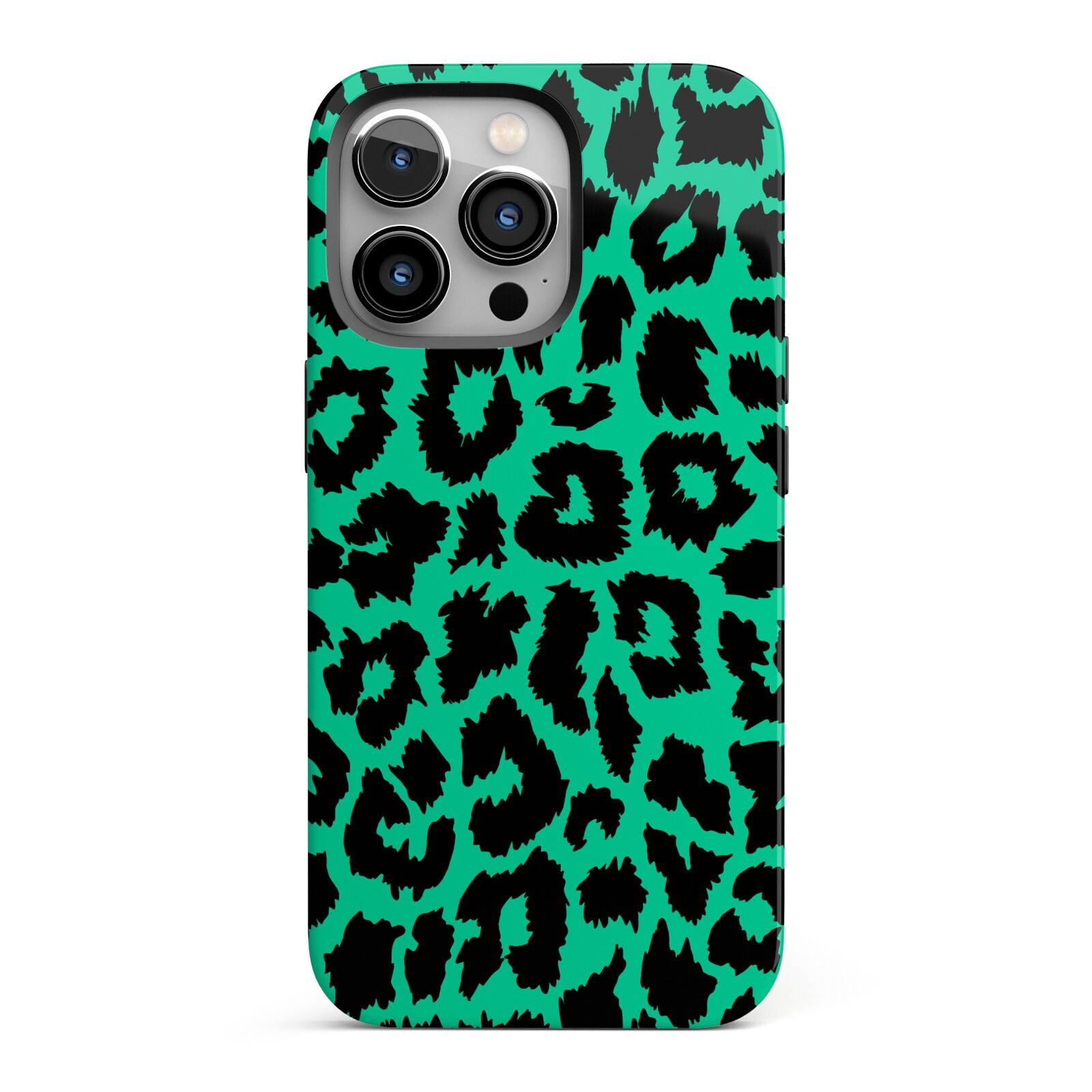 Green Leopard Print iPhone 13 Pro Full Wrap 3D Tough Case