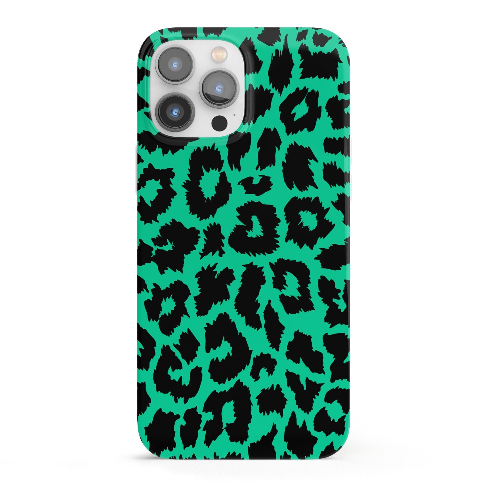 Green Leopard Print iPhone 13 Pro Max Full Wrap 3D Snap Case