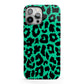 Green Leopard Print iPhone 13 Pro Max Full Wrap 3D Tough Case
