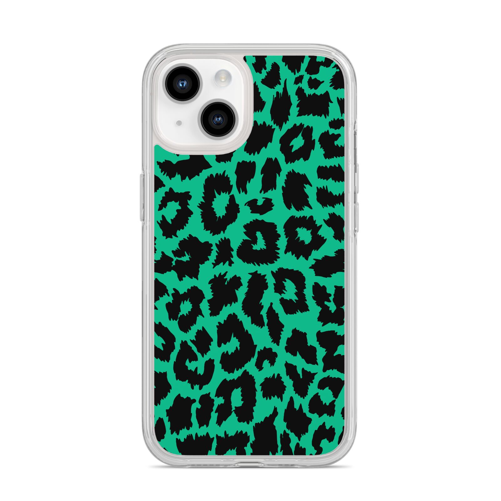 Green Leopard Print iPhone 14 Clear Tough Case Starlight
