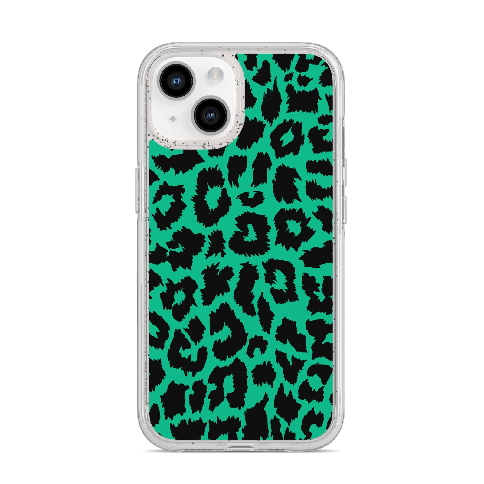 Green Leopard Print iPhone 14 Glitter Tough Case Starlight