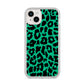 Green Leopard Print iPhone 14 Plus Clear Tough Case Starlight