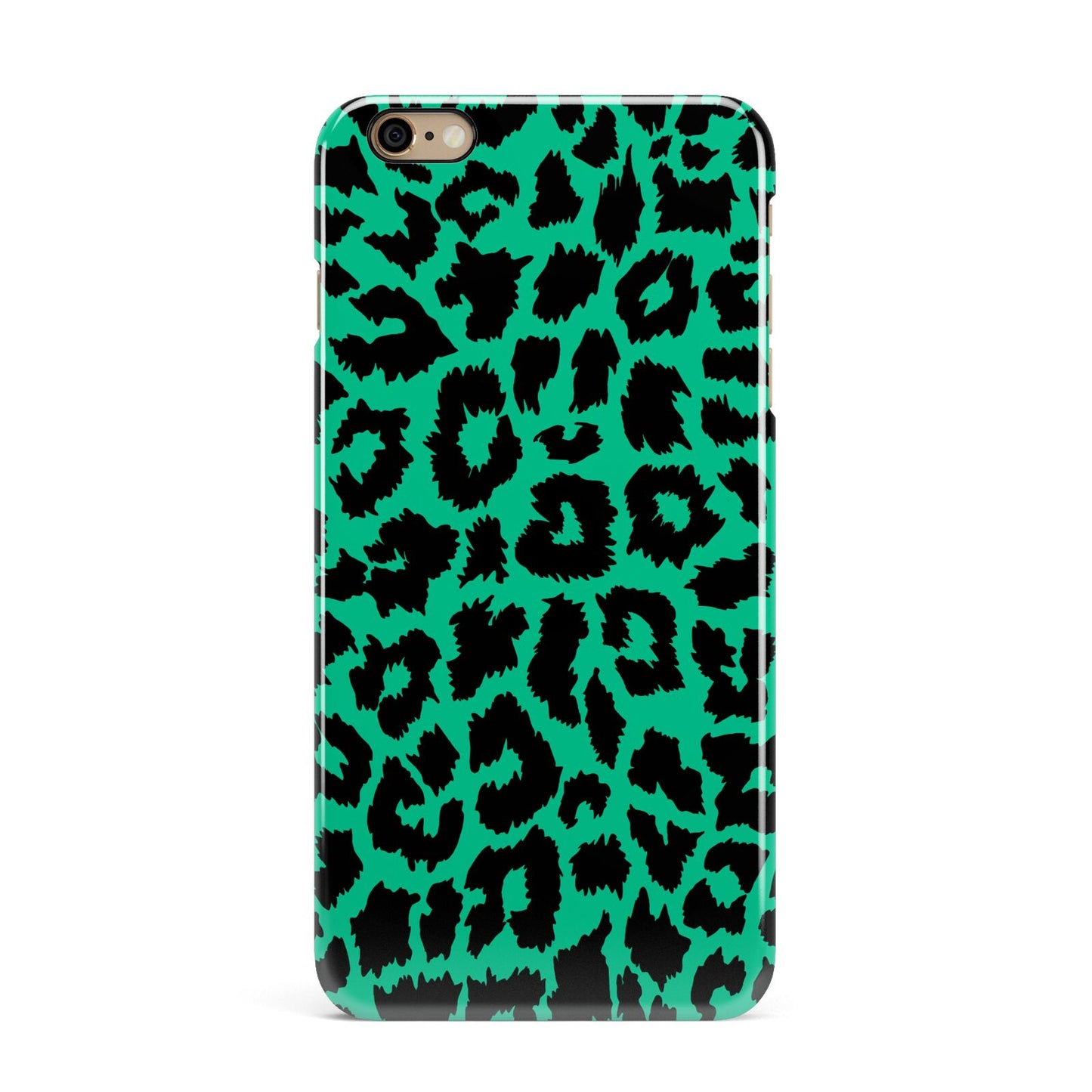 Green Leopard Print iPhone 6 Plus 3D Snap Case on Gold Phone