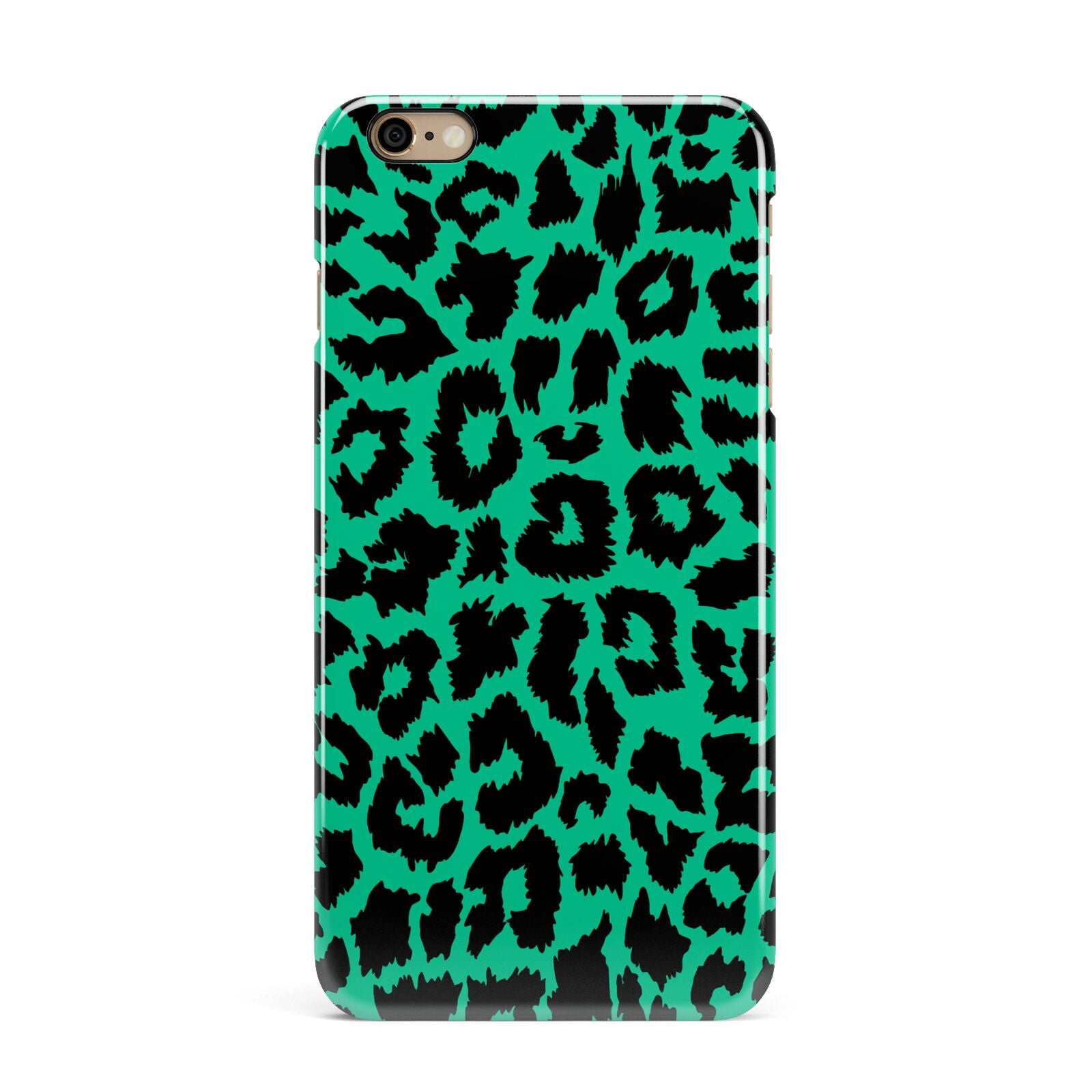 Green Leopard Print iPhone 6 Plus 3D Snap Case on Gold Phone