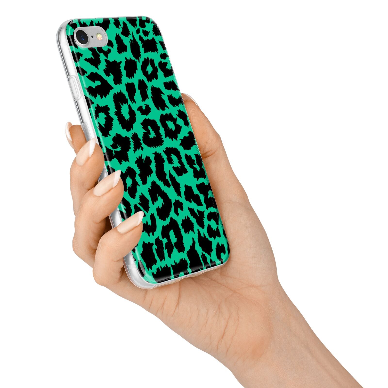 Green Leopard Print iPhone 7 Bumper Case on Silver iPhone Alternative Image