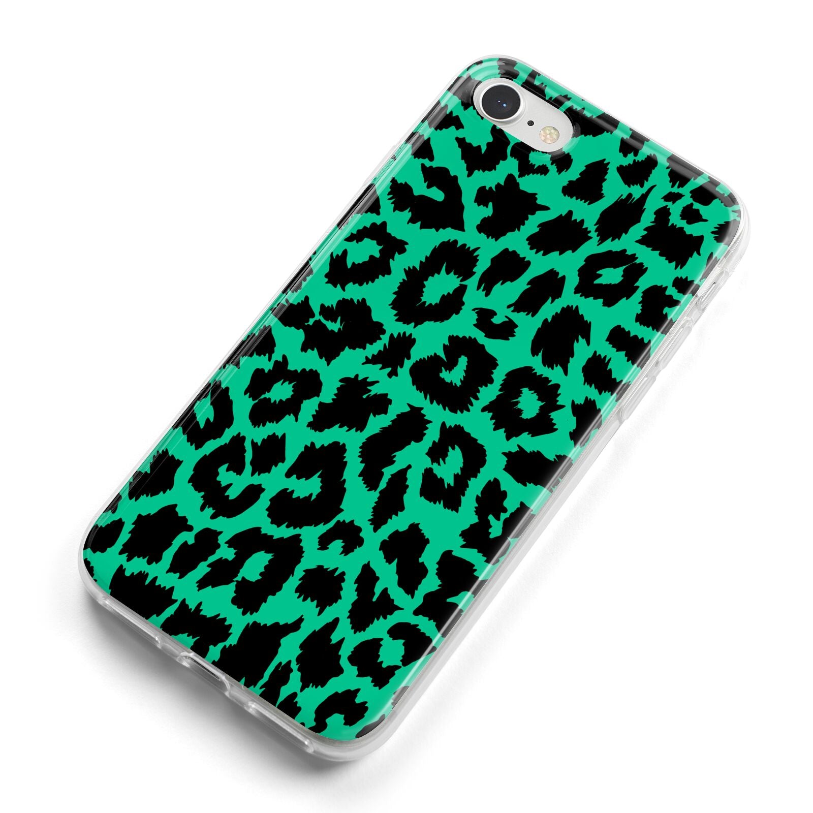 Green Leopard Print iPhone 8 Bumper Case on Silver iPhone Alternative Image