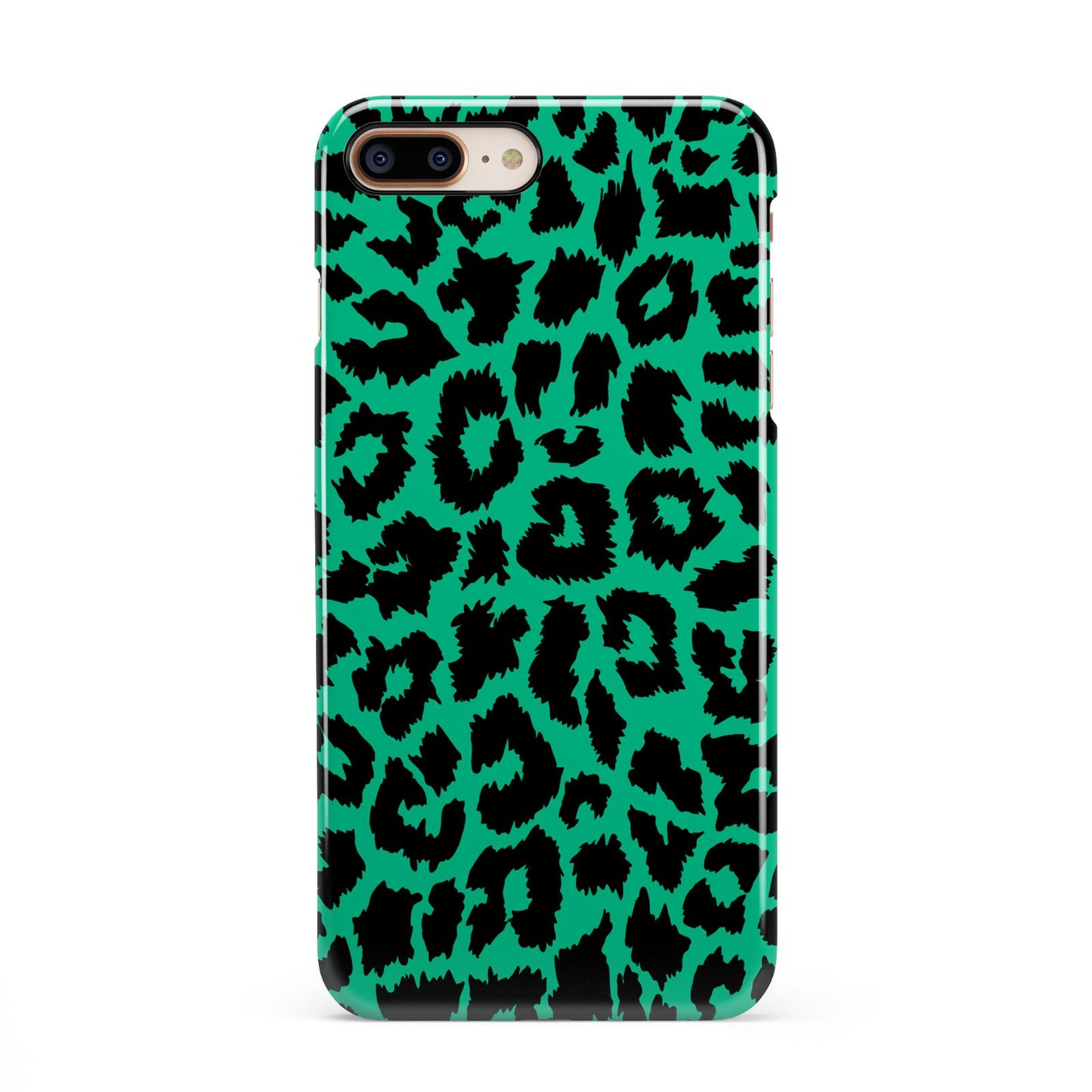 Green Leopard Print iPhone 8 Plus 3D Snap Case on Gold Phone