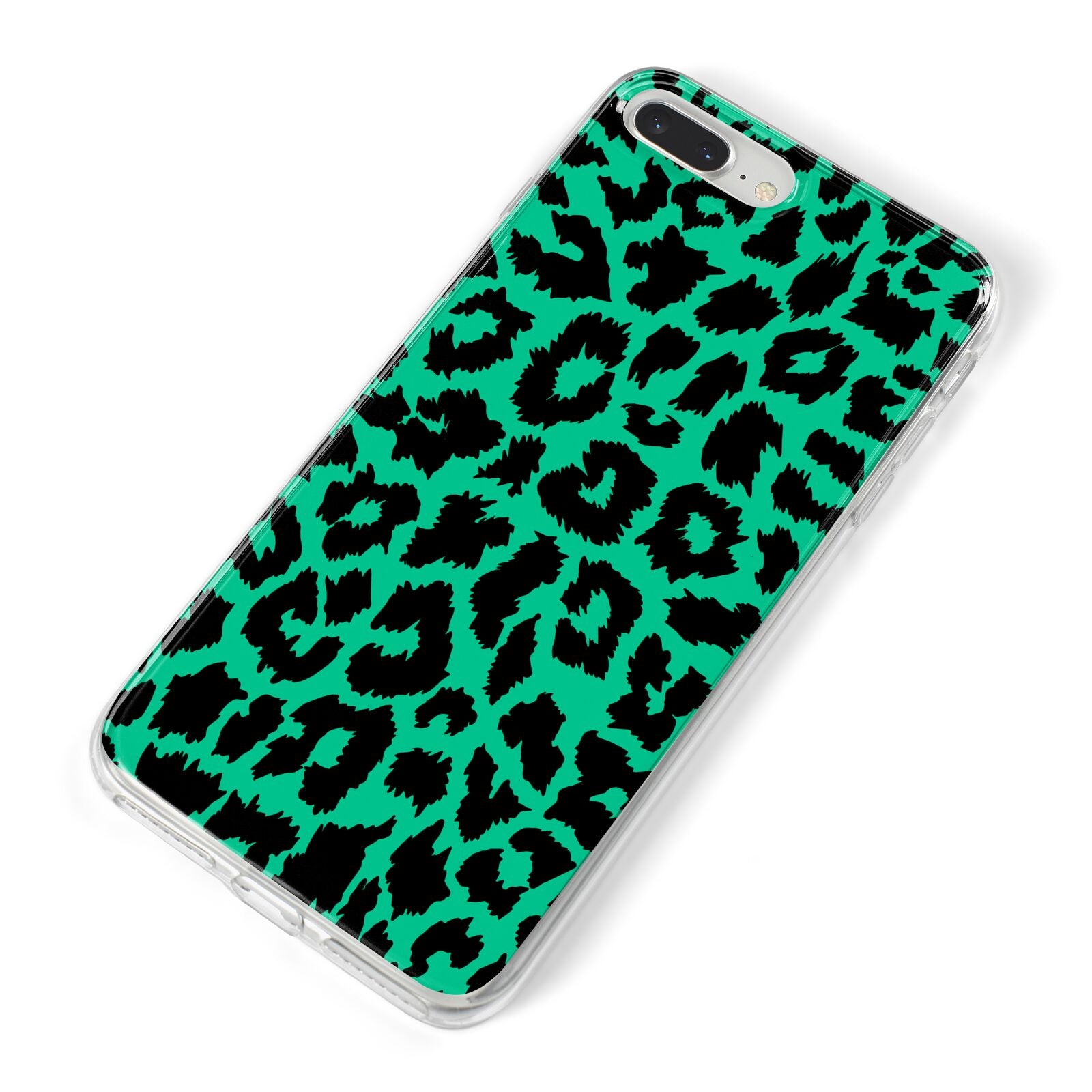 Green Leopard Print iPhone 8 Plus Bumper Case on Silver iPhone Alternative Image