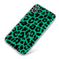 Green Leopard Print iPhone X Bumper Case on Silver iPhone