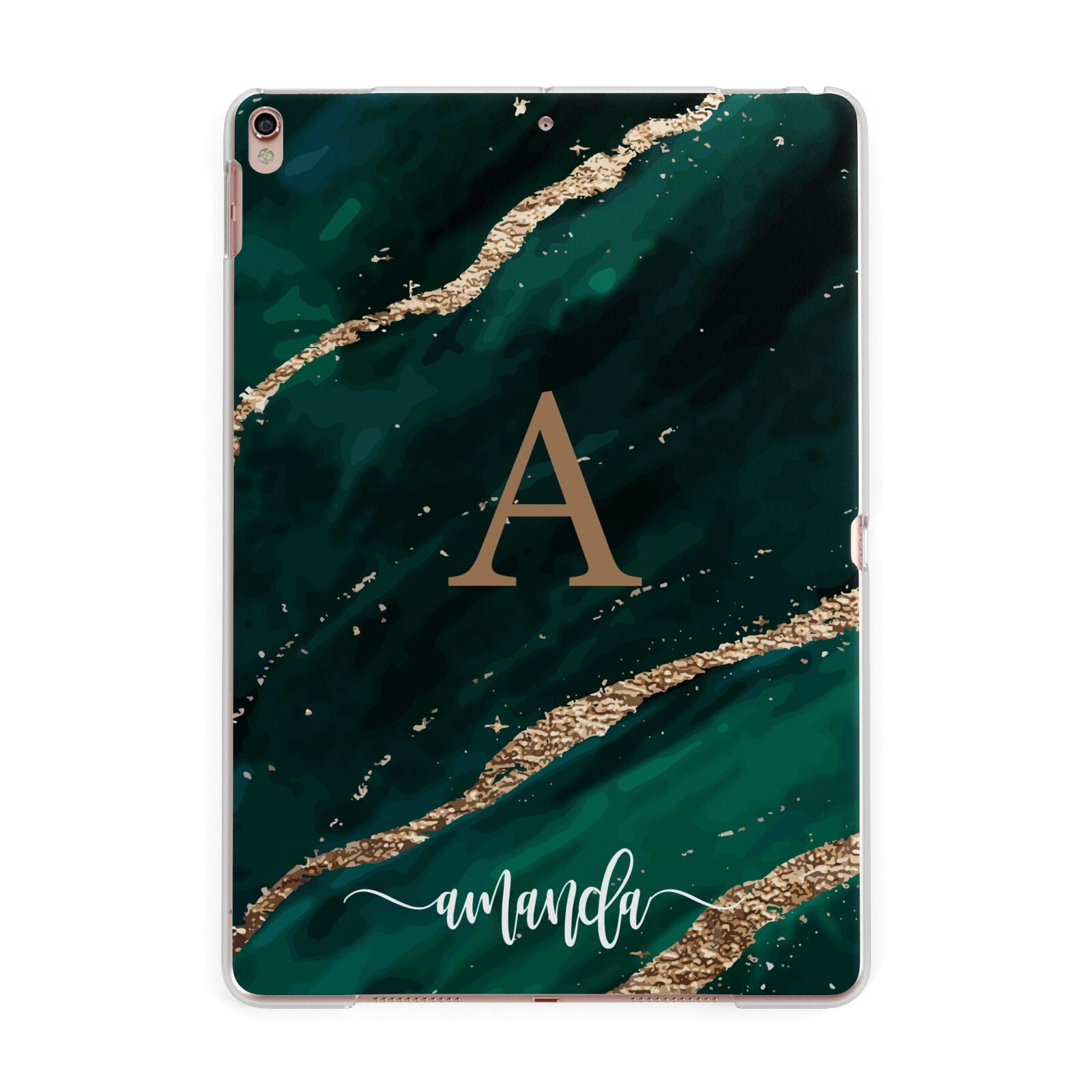 Green Marble Apple iPad Rose Gold Case