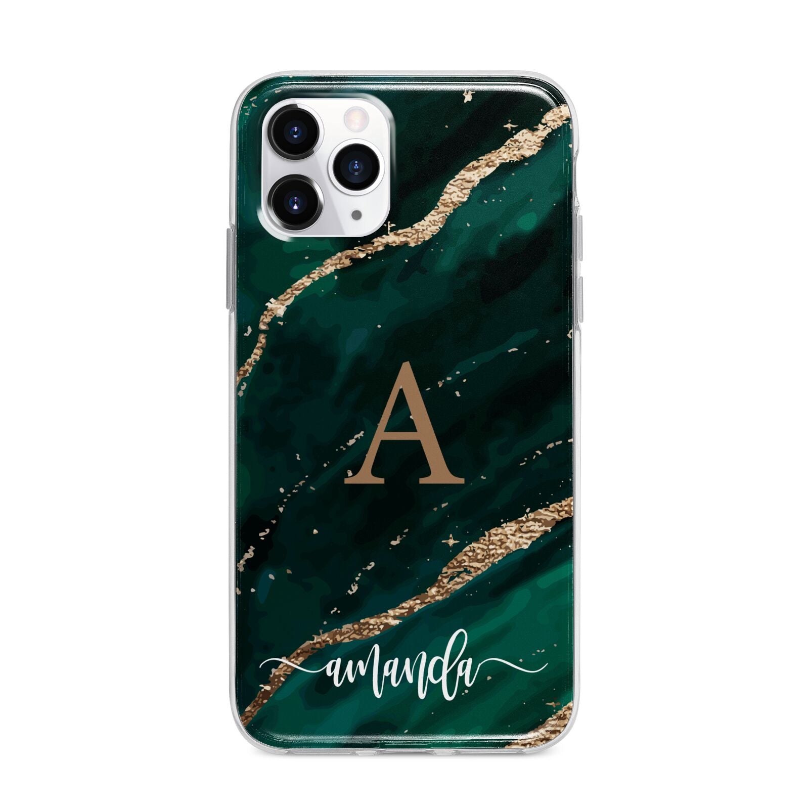 Green Marble Apple iPhone 11 Pro Max in Silver with Bumper Case