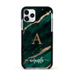 Green Marble Apple iPhone 11 Pro in Silver with Black Impact Case