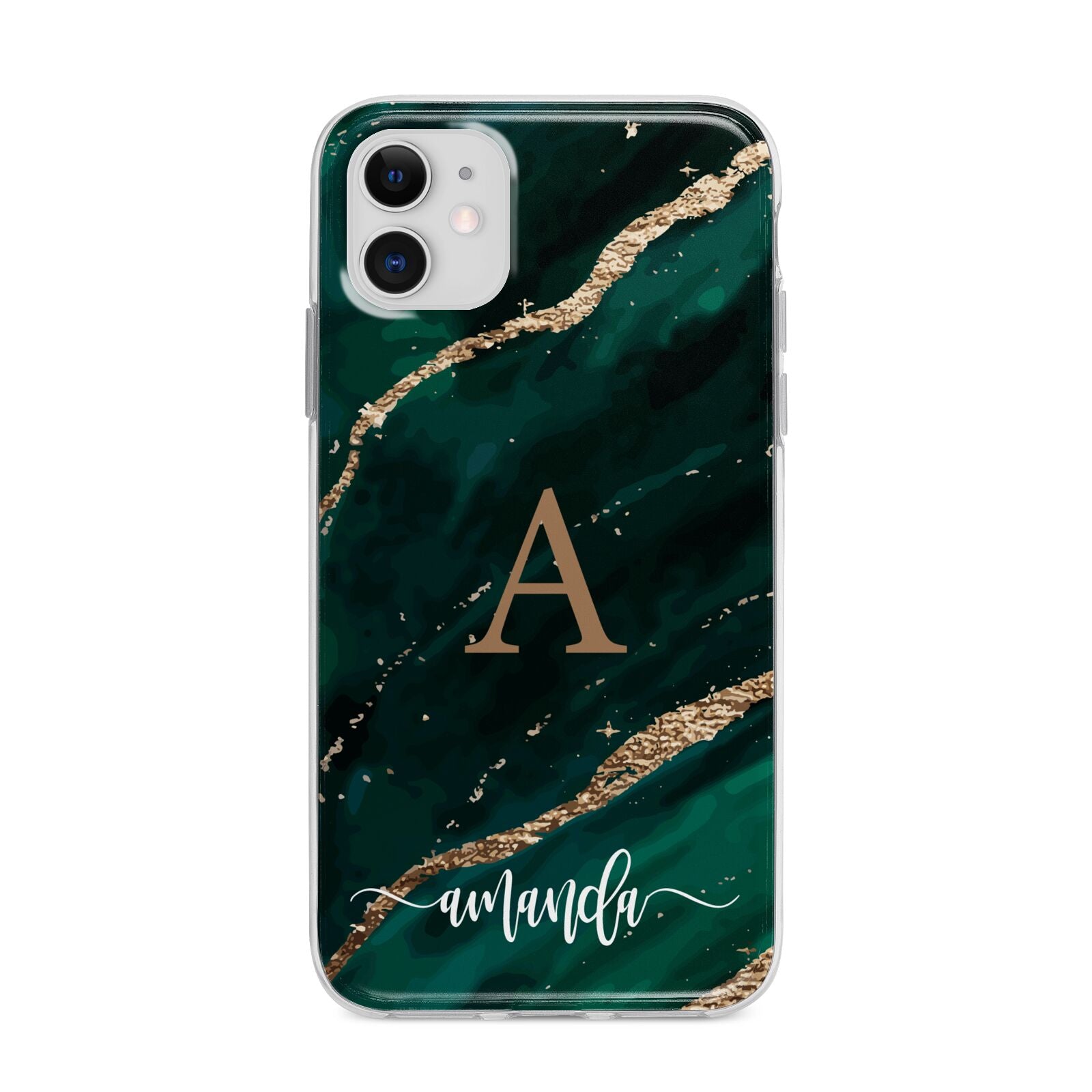 Green Marble Apple iPhone 11 in White with Bumper Case