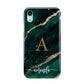 Green Marble Apple iPhone XR White 3D Tough Case