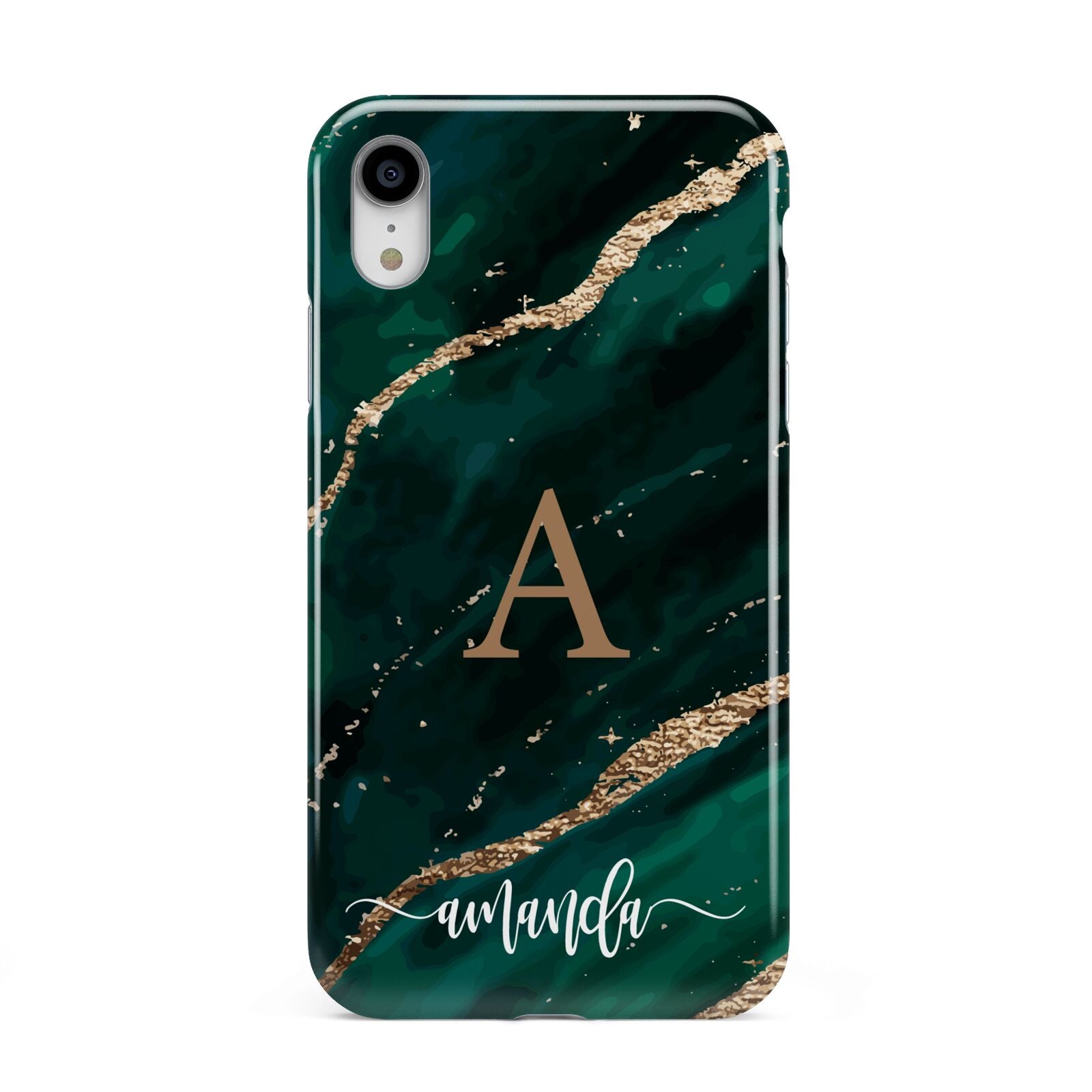 Green Marble Apple iPhone XR White 3D Tough Case
