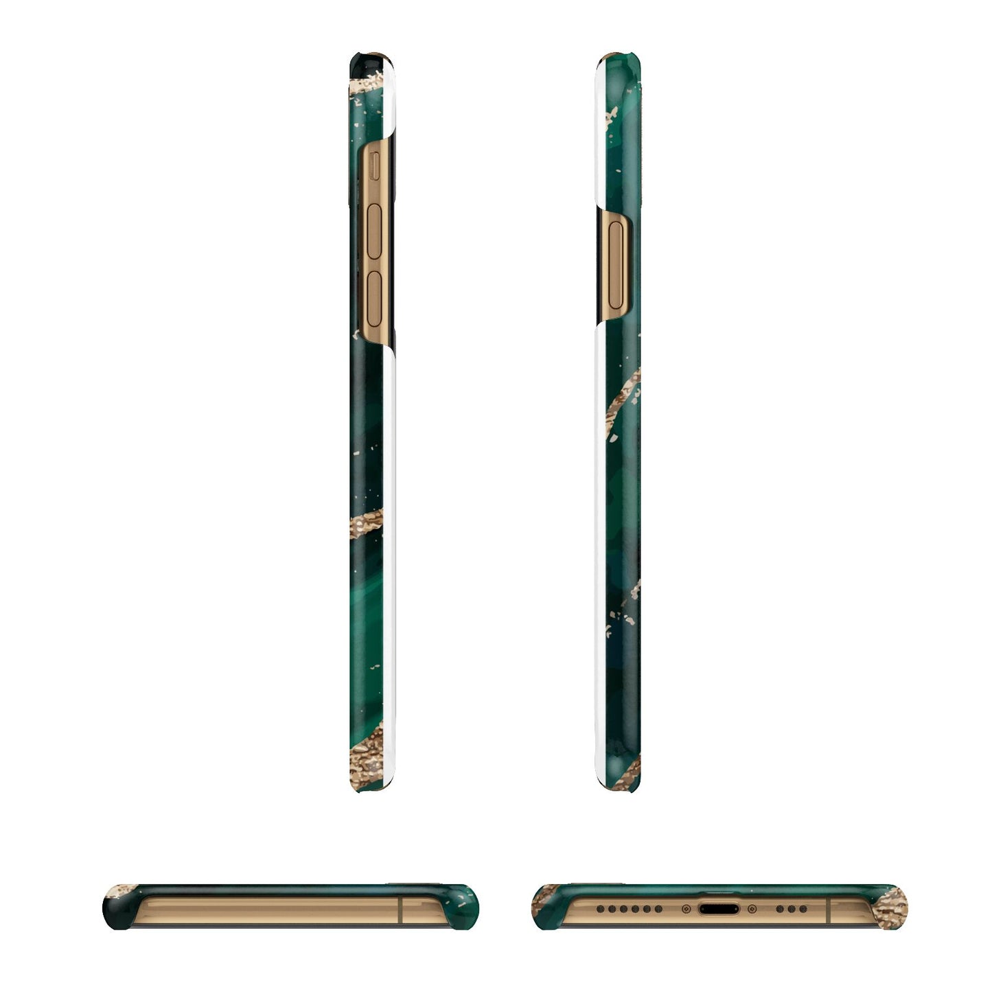 Green Marble Apple iPhone Xs 3D Wrap Snap Case Angled Images