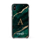 Green Marble Apple iPhone Xs Max Impact Case Black Edge on Black Phone