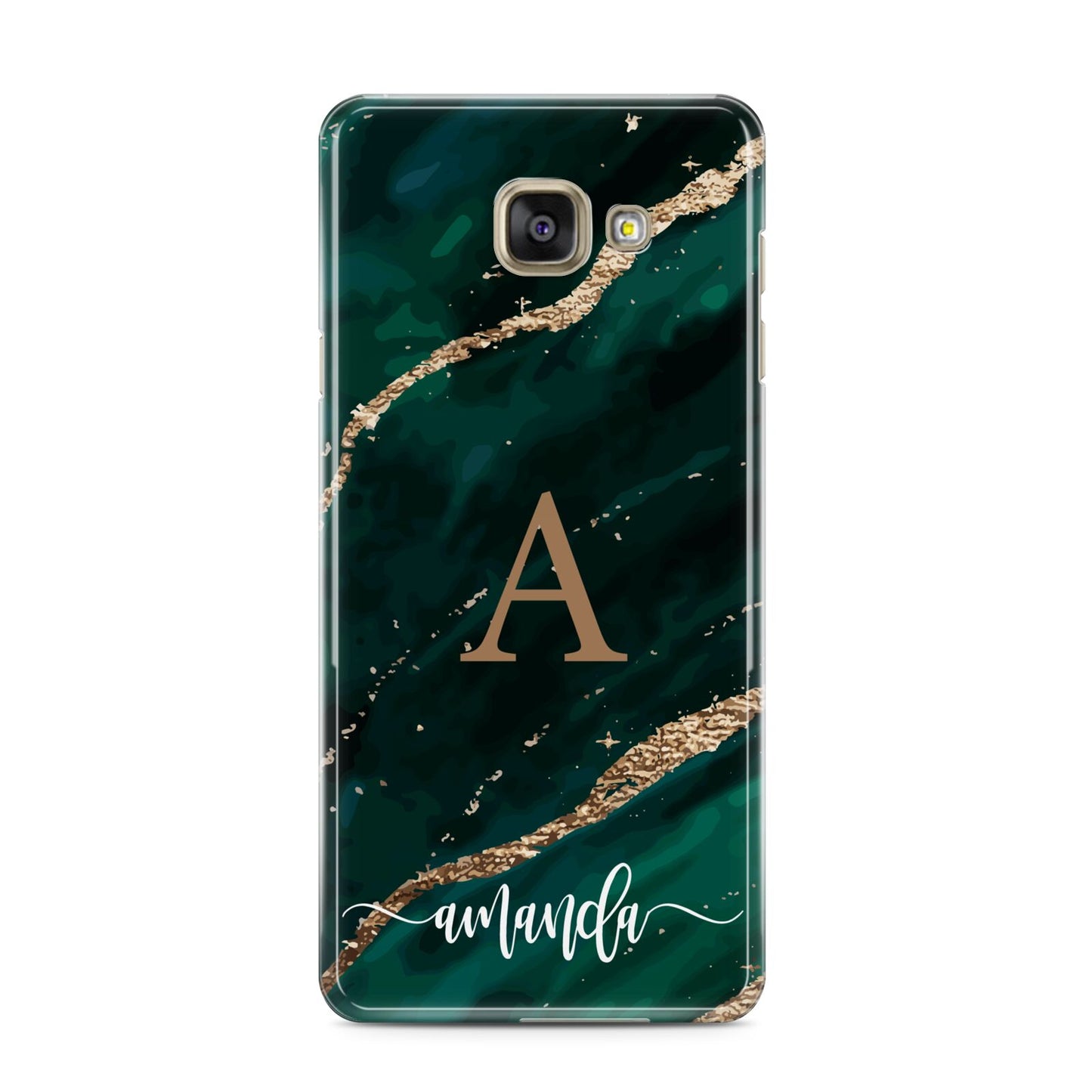 Green Marble Samsung Galaxy A3 2016 Case on gold phone