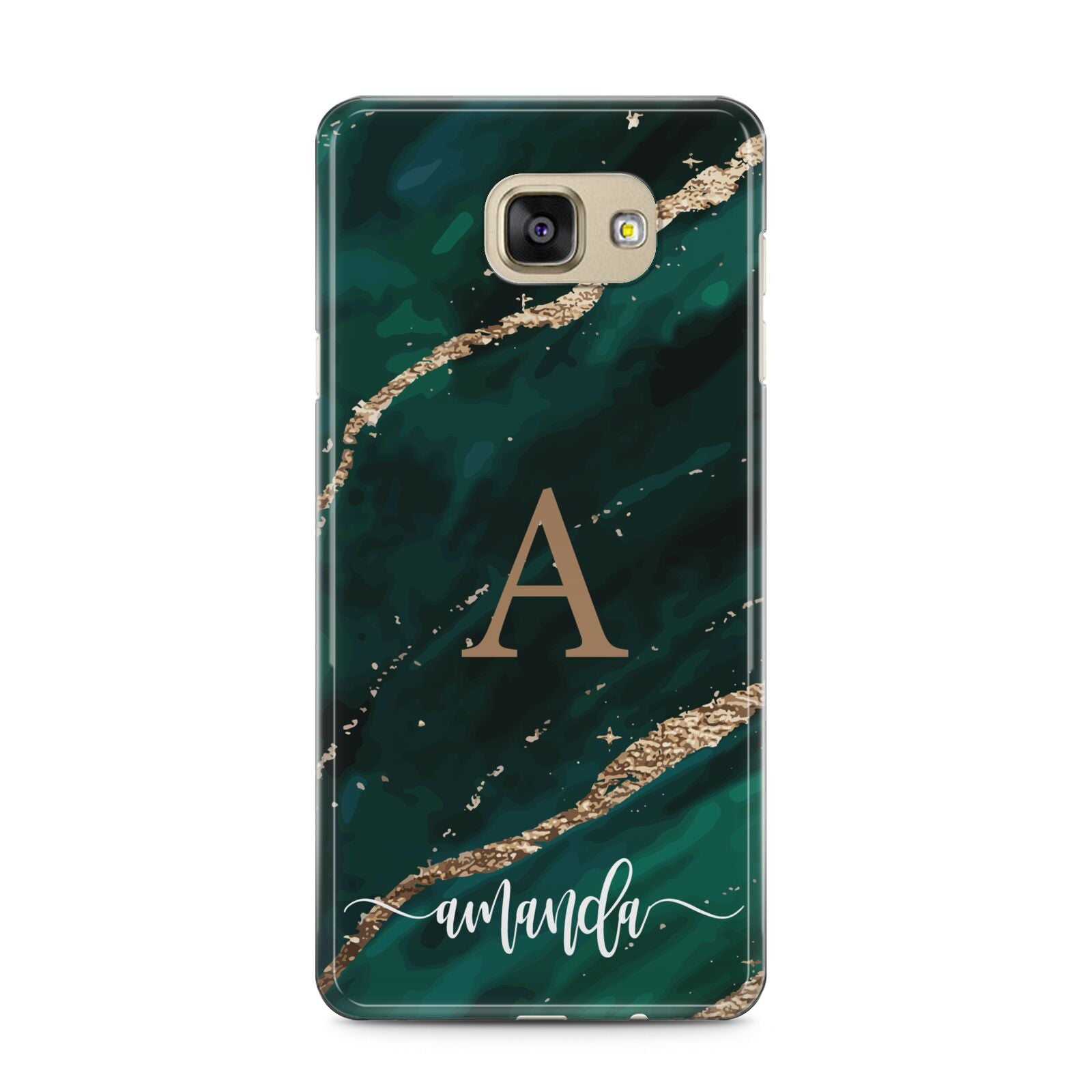 Green Marble Samsung Galaxy A5 2016 Case on gold phone