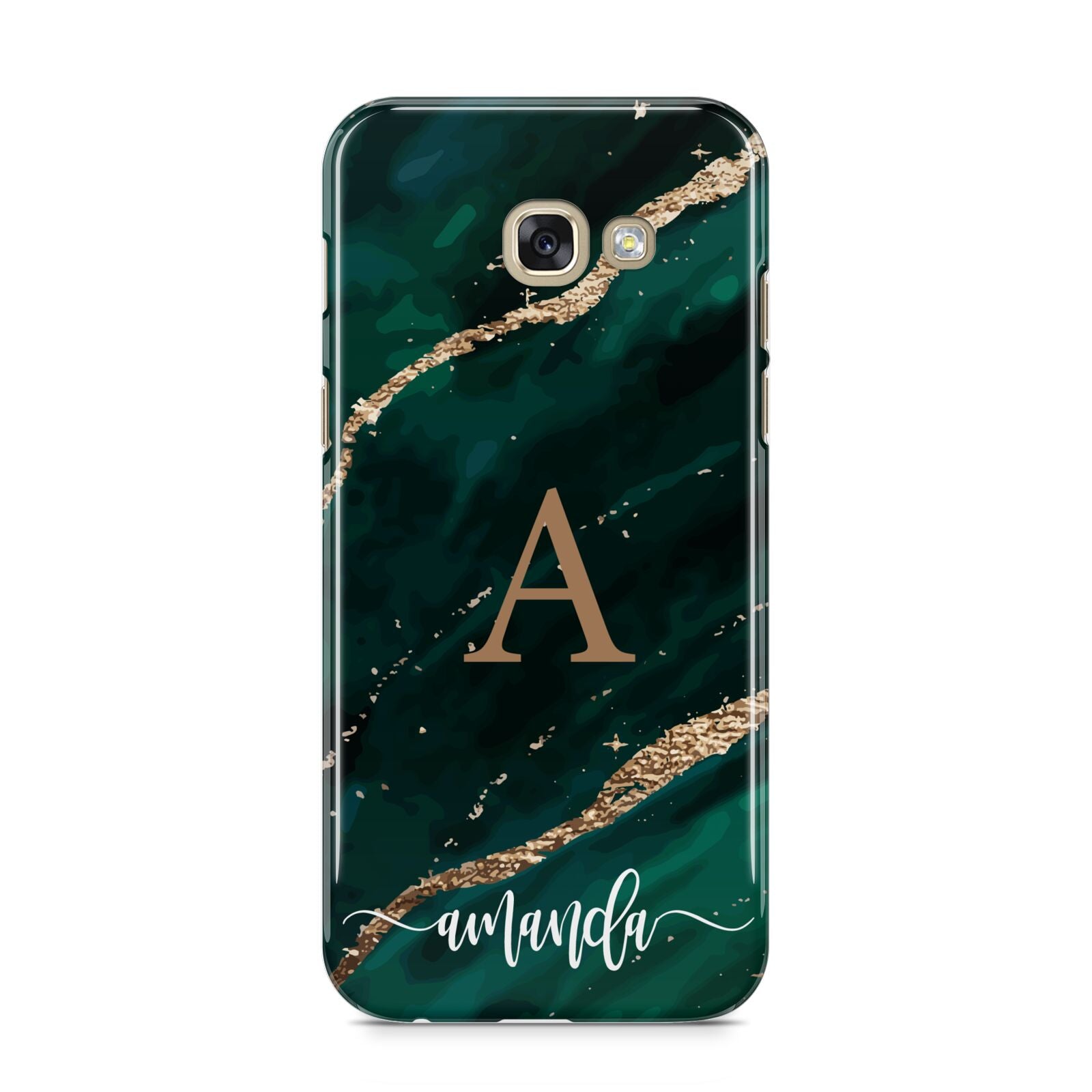 Green Marble Samsung Galaxy A5 2017 Case on gold phone