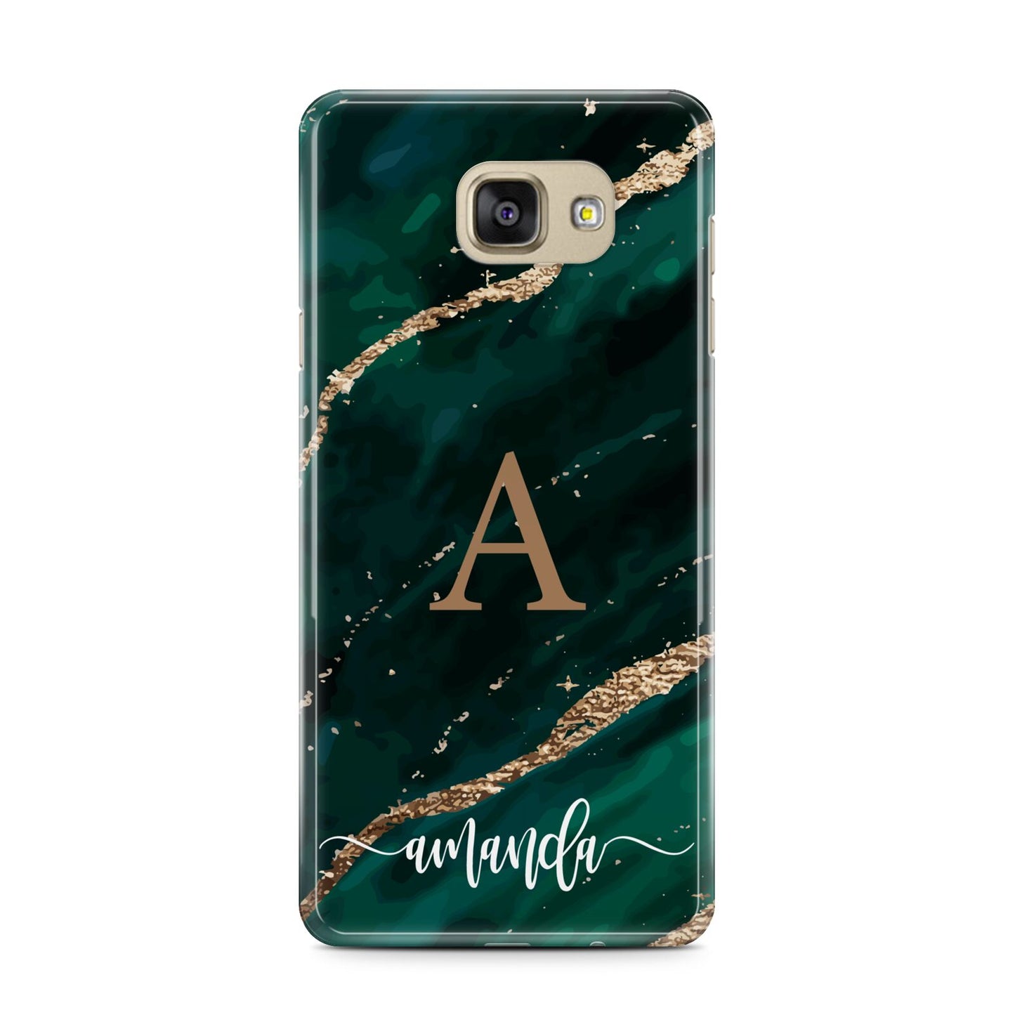 Green Marble Samsung Galaxy A7 2016 Case on gold phone