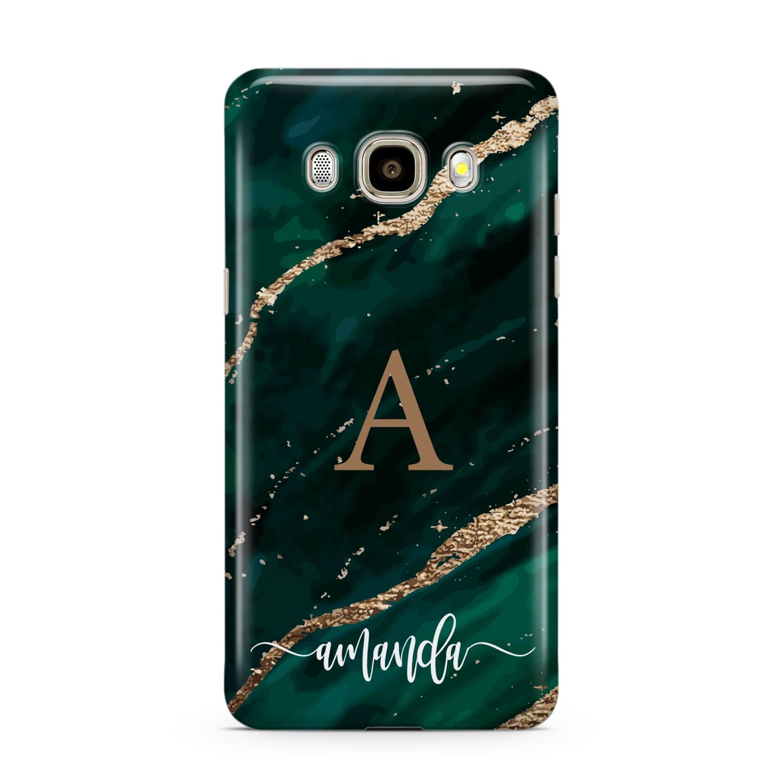 Green Marble Samsung Galaxy J7 2016 Case on gold phone