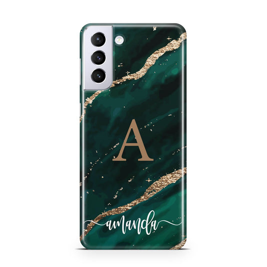 Green Marble Samsung S21 Plus Phone Case
