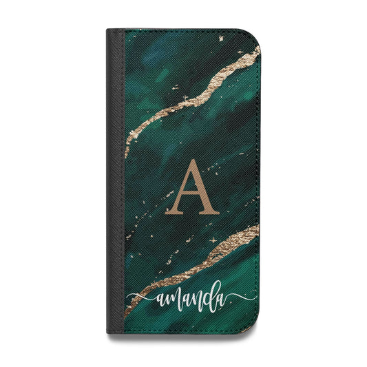 Green Marble Vegan Leather Flip Samsung Case