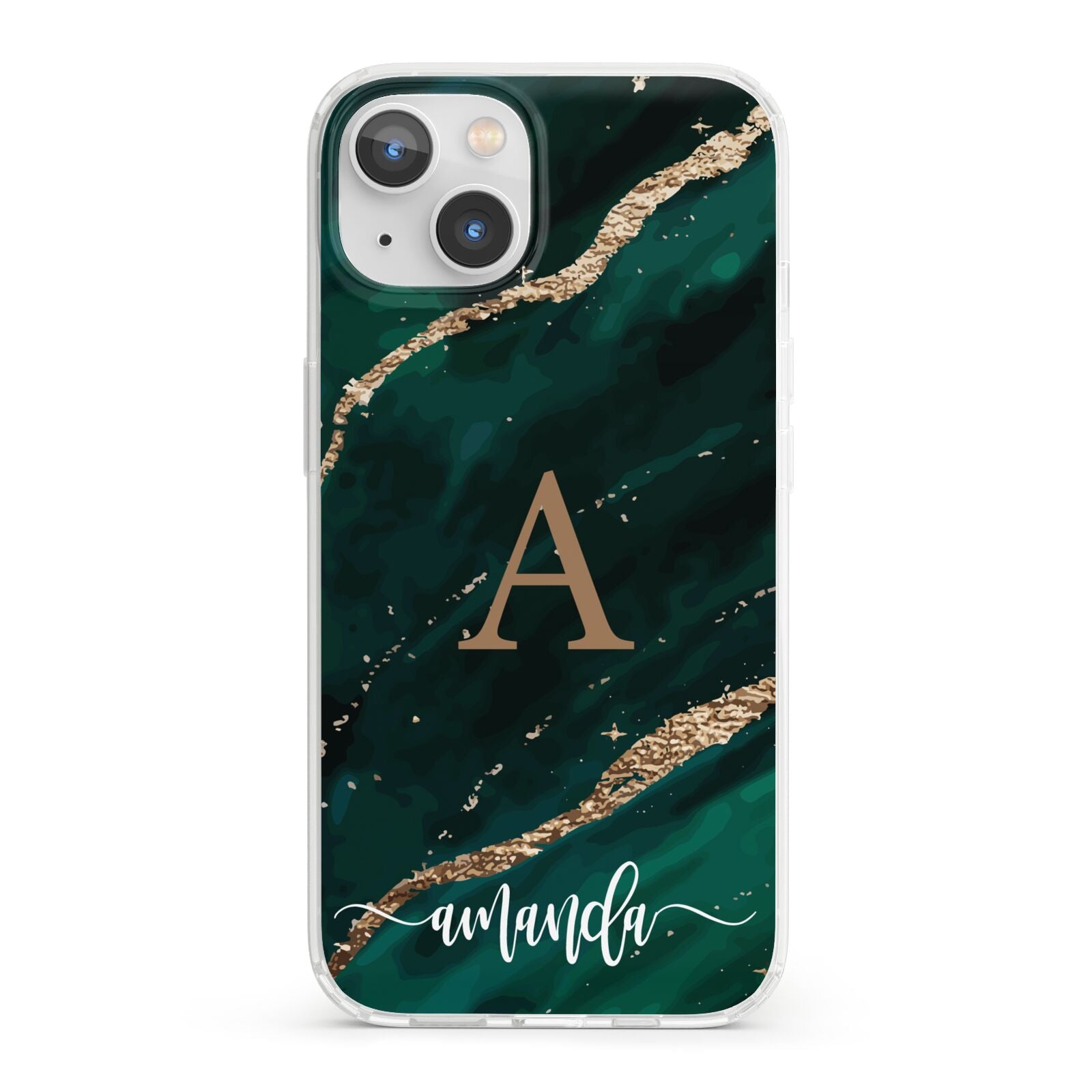 Green Marble iPhone 13 Clear Bumper Case