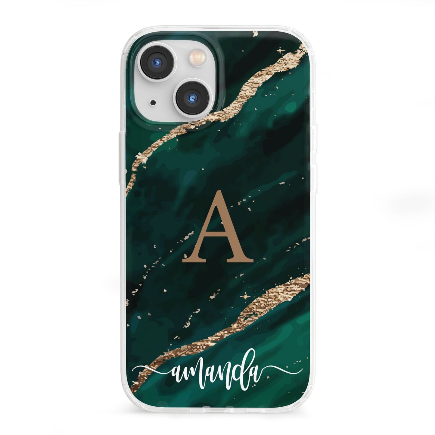 Green Marble iPhone 13 Mini Clear Bumper Case