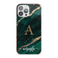 Green Marble iPhone 13 Pro Max TPU Impact Case with Pink Edges