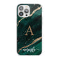 Green Marble iPhone 13 Pro Max TPU Impact Case with White Edges