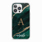 Green Marble iPhone 13 Pro TPU Impact Case with White Edges