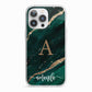 Green Marble iPhone 13 Pro TPU Impact Case with White Edges