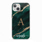Green Marble iPhone 13 TPU Impact Case with White Edges
