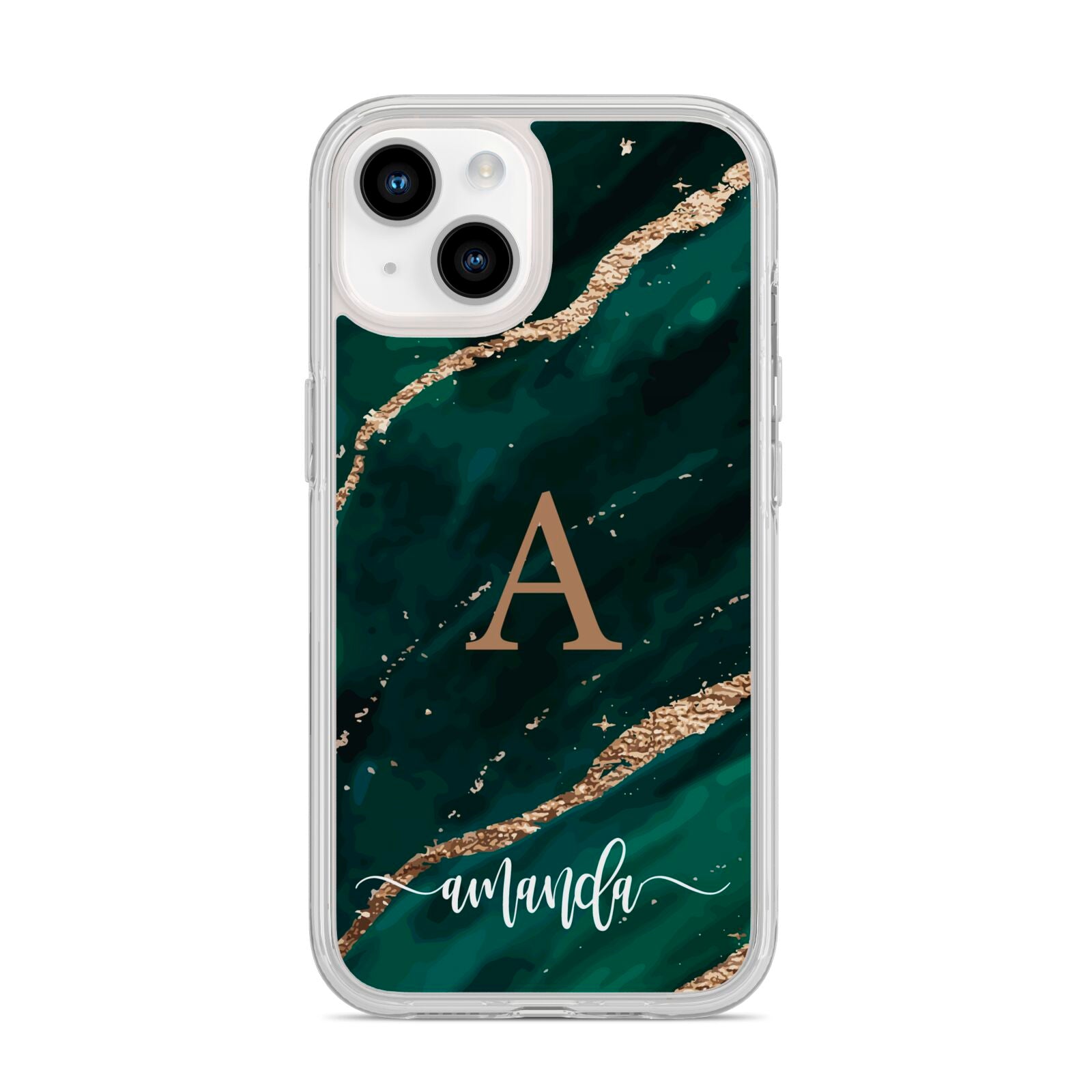 Green Marble iPhone 14 Clear Tough Case Starlight