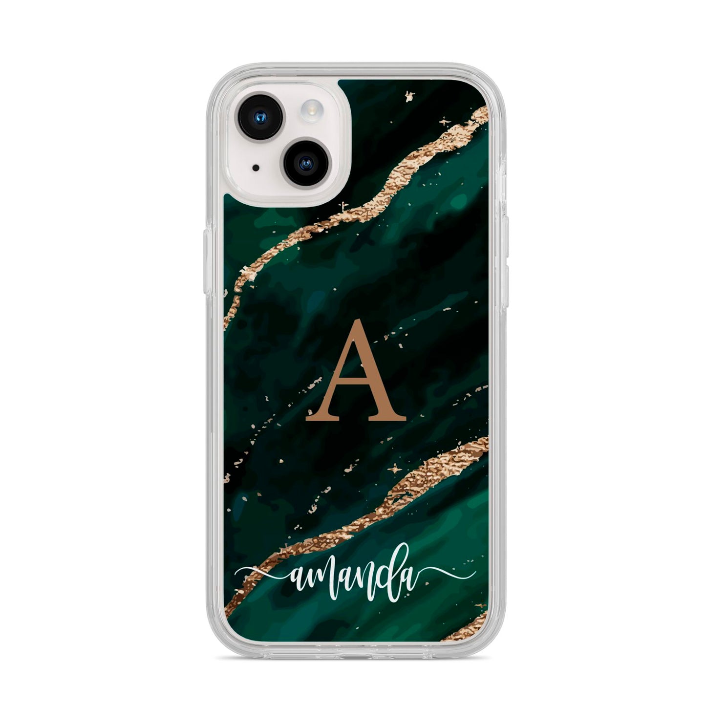 Green Marble iPhone 14 Plus Clear Tough Case Starlight