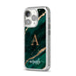 Green Marble iPhone 14 Pro Glitter Tough Case Silver Angled Image