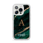 Green Marble iPhone 14 Pro Glitter Tough Case Silver